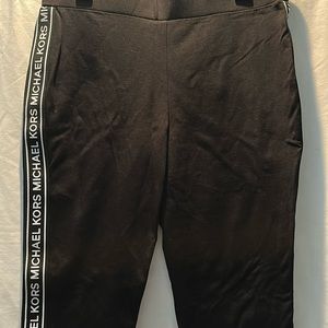 Michael Kors Women's Black Casual Black Pants W/White Letter Logo Tape